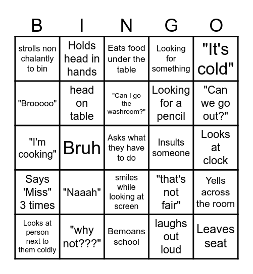 8D BINGO Card