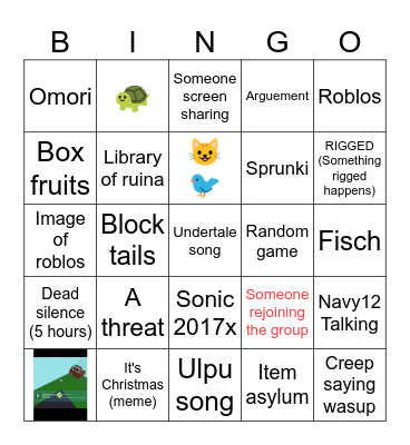 Groupchatbingo² Bingo Card