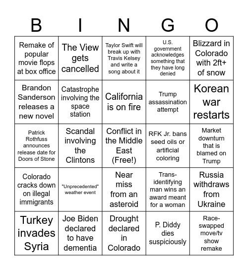 2025 Bingo Card