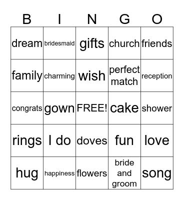 Bridal Shower Bingo Card