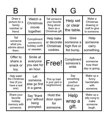 KINDNESS BINGO Card