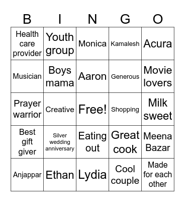 25th Anniversary Bingo Card