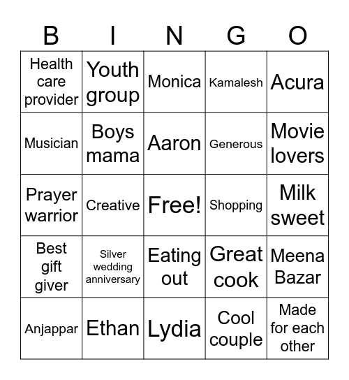 25th Anniversary Bingo Card