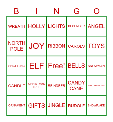 CHRISTMAS BINGO Card