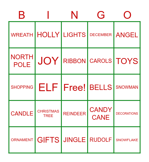 CHRISTMAS BINGO Card