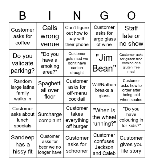 UAB Weekend Bingo Card