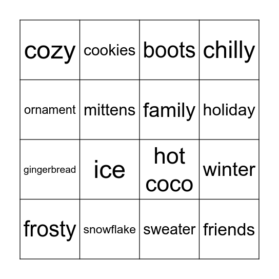 Winter Bingo! Bingo Card