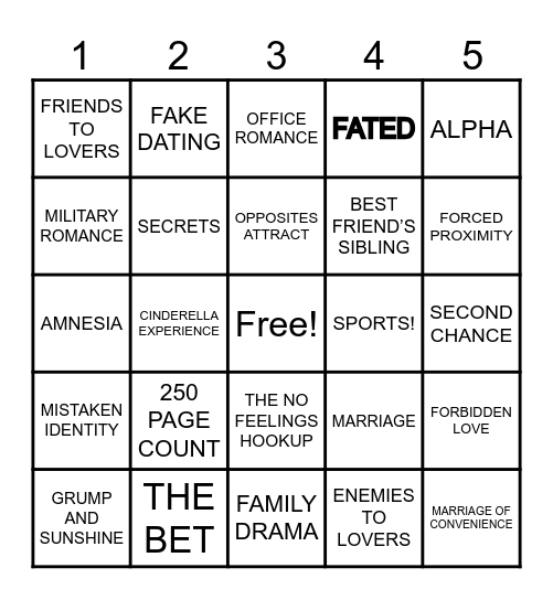 ROLL & READ Bingo Card