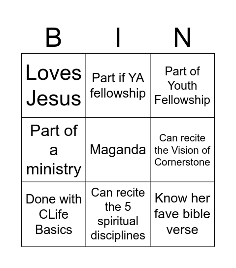 See Life Bingo Card