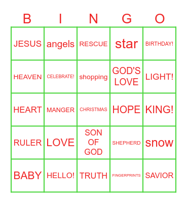 CHRISTMAS, GOD'S WAY! :) Bingo Card