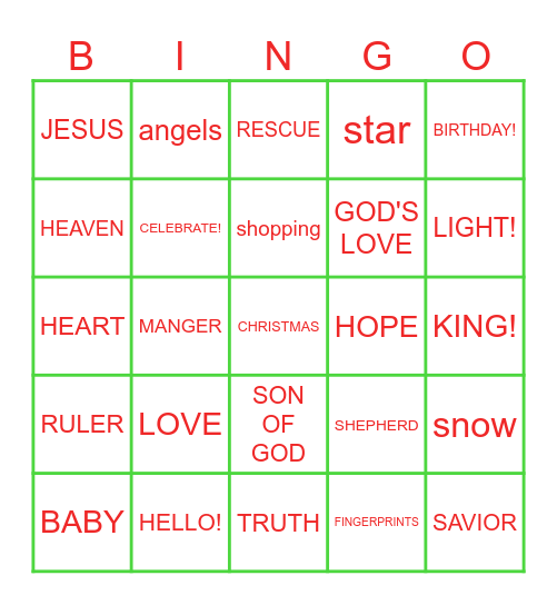 CHRISTMAS, GOD'S WAY! :) Bingo Card