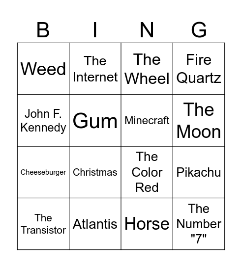 Infinite Craft Bingo Card