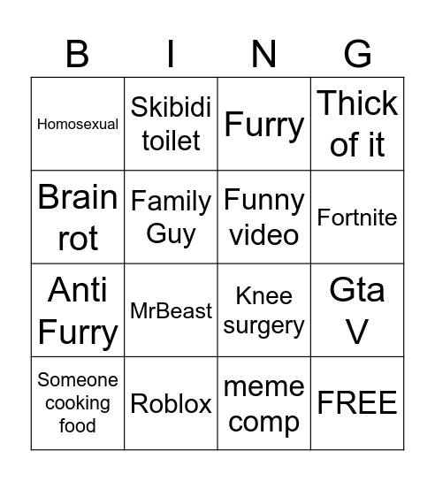 Youtube Shorts BINGO!!!!! Bingo Card