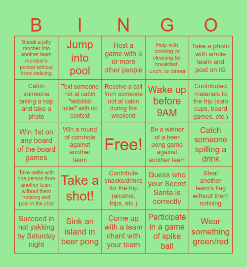 CABIN 2K24 BINGO Card