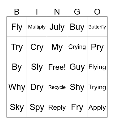Y (I) Bingo Card