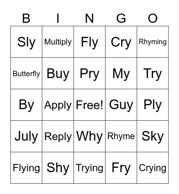 Y (I) Bingo Card