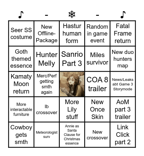 Christmas Reveal Show Bingo Card