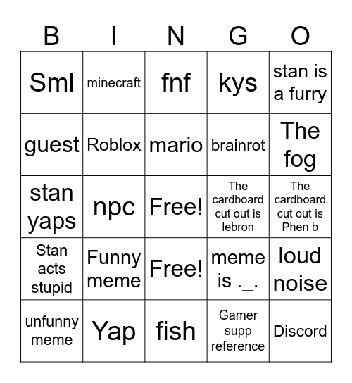 Stanley mov Bingo Card