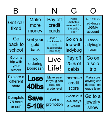 Goals 2025 Bingo Card