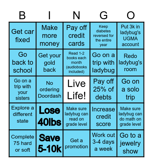 Goals 2025 Bingo Card