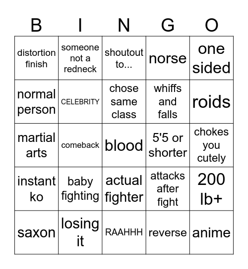 streetbeef IS TUFFFFFF!!!!!! Bingo Card