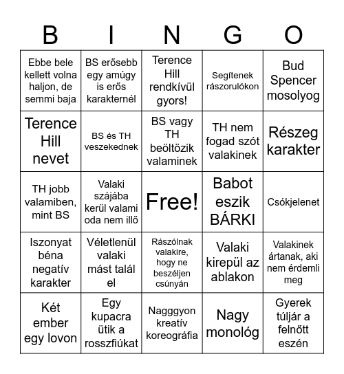 Bud & Hill különkiadás Bingo Card