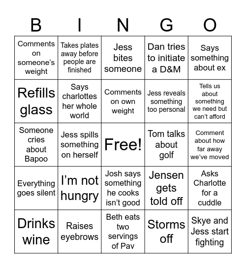 Famry Boxing Day Bingo Card