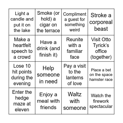 Spring Banquet Bingo Card