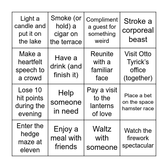 Spring Banquet Bingo Card