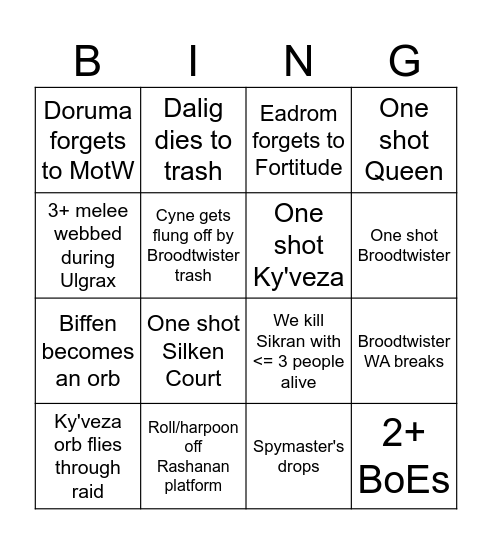 Nerubar Palace reclear! Bingo Card