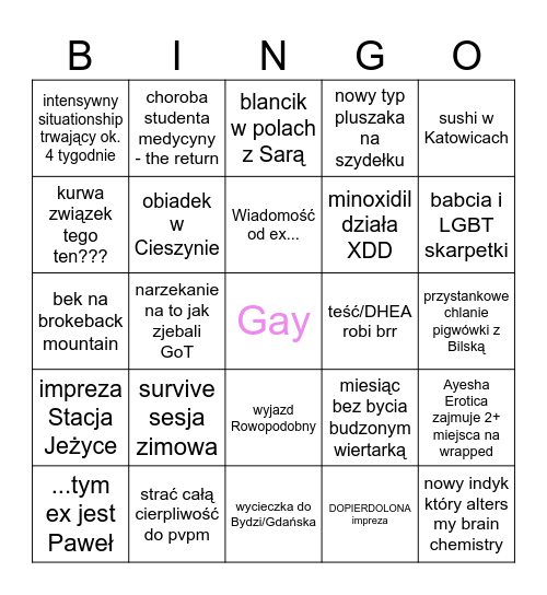 BINGO KURWICZEK 2K25 Bingo Card
