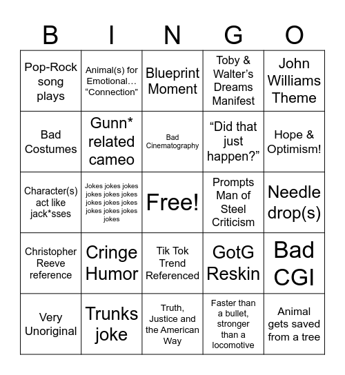 Superman  L̶e̶g̶a̶c̶y̶ Trailer Bingo Card Bingo Card