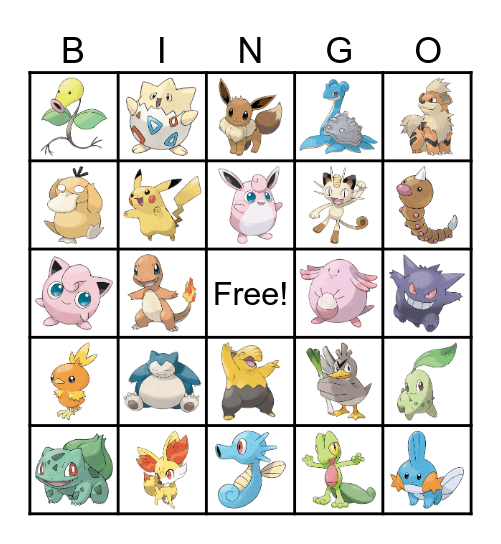 Pokémon Go! Bingo Card