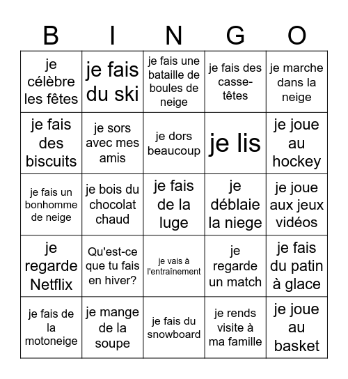 En hiver... Bingo Card