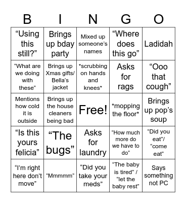 Mommom bingo! Bingo Card