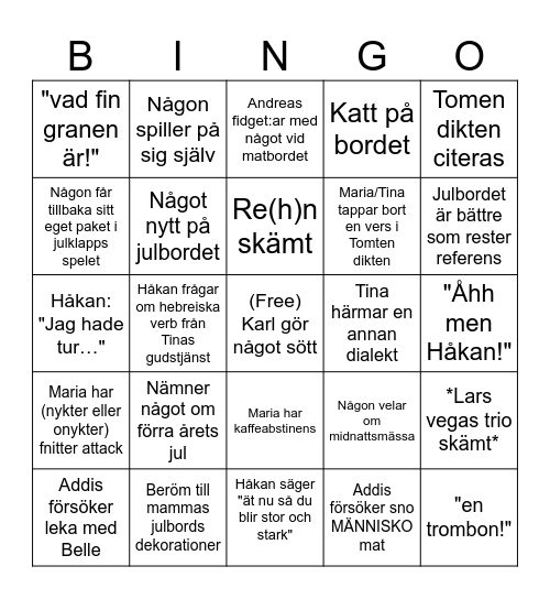 Julbingo på skiffergången Bingo Card