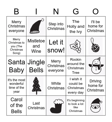 Redlands Christmas Bingo Card