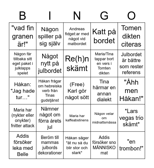 Julbingo på skiffergången Bingo Card