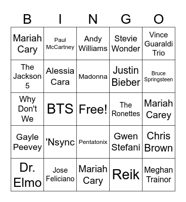 Artist Bingo Card