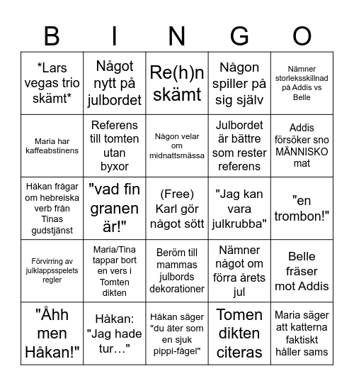 Julbingo på skiffergången Bingo Card