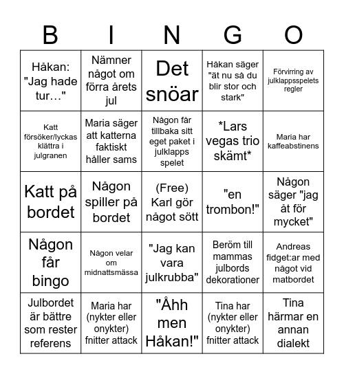 Julbingo på skiffergången Bingo Card