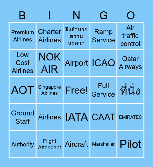 Aviation Bingo Card