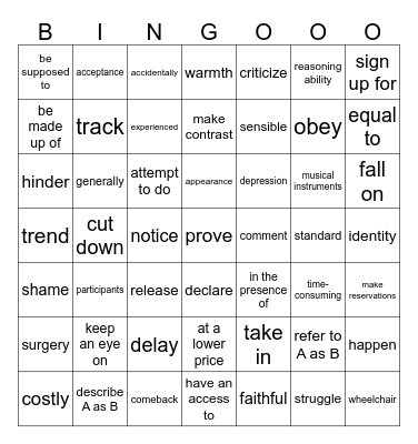 第十五周 Bingo Card