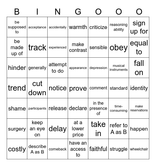 第十五周 Bingo Card