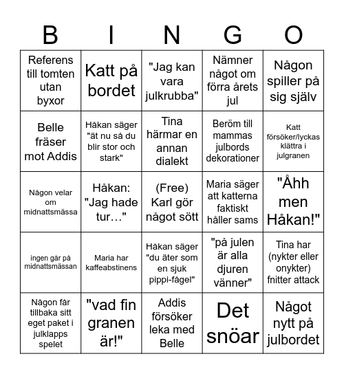 Julbingo på skiffergången Bingo Card