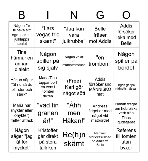 Julbingo på skiffergången Bingo Card