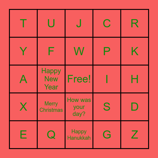 ASL Holiday Bingo! Bingo Card