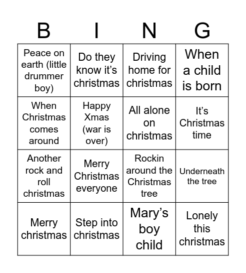 Christmas disco bingo Card