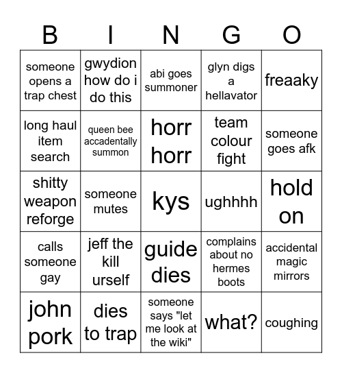 terraria bingo Card