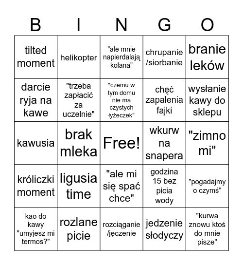 Kao Bingo Card